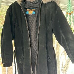 Wilsons Leather Parka Black Jacket with Fur Collar